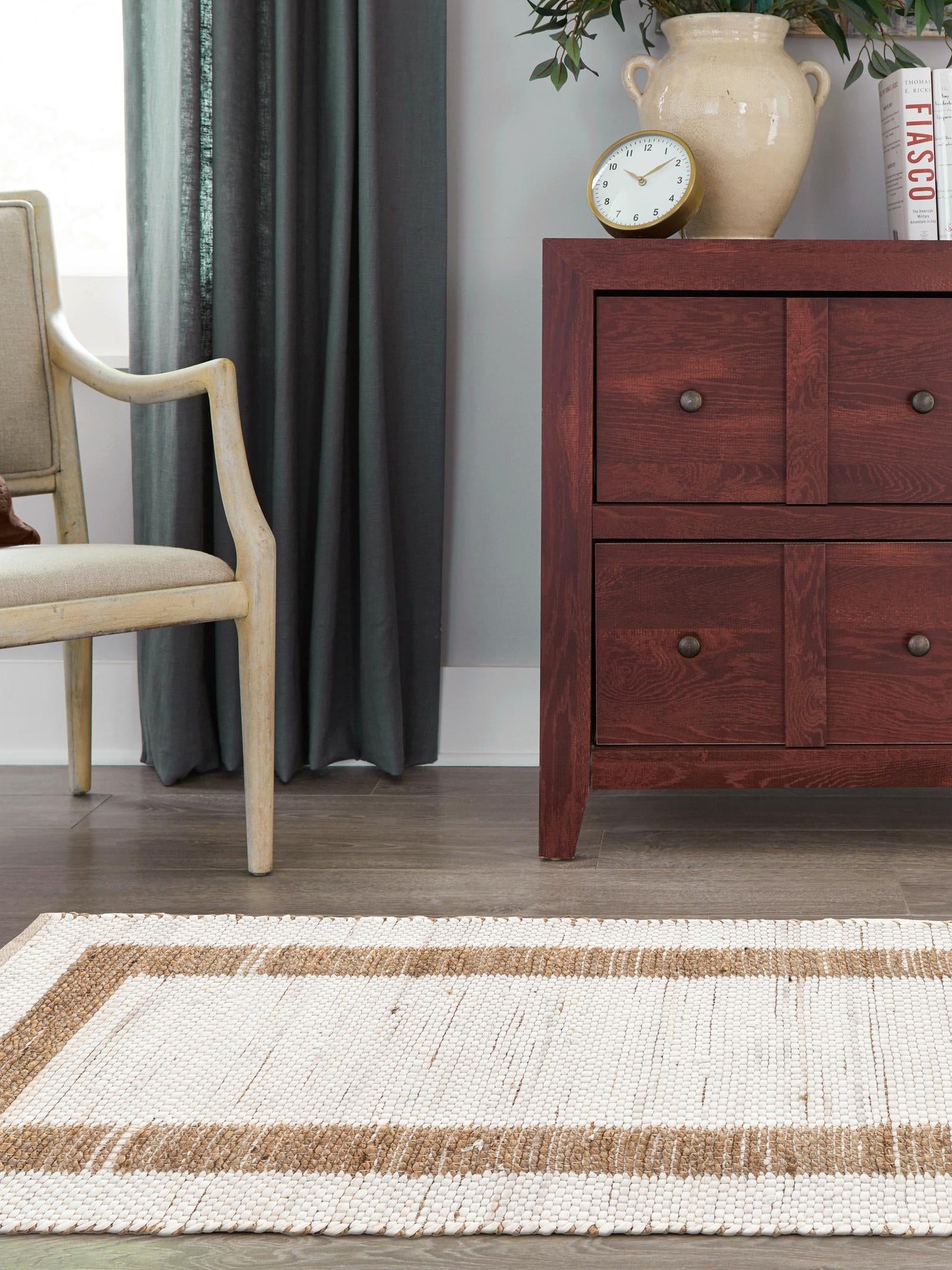 White and Natural 2' 7 x 10' Chindi Jute Runner Area Rug Interior Design Home Decor Carpet Mat for Sale at Rug Engine