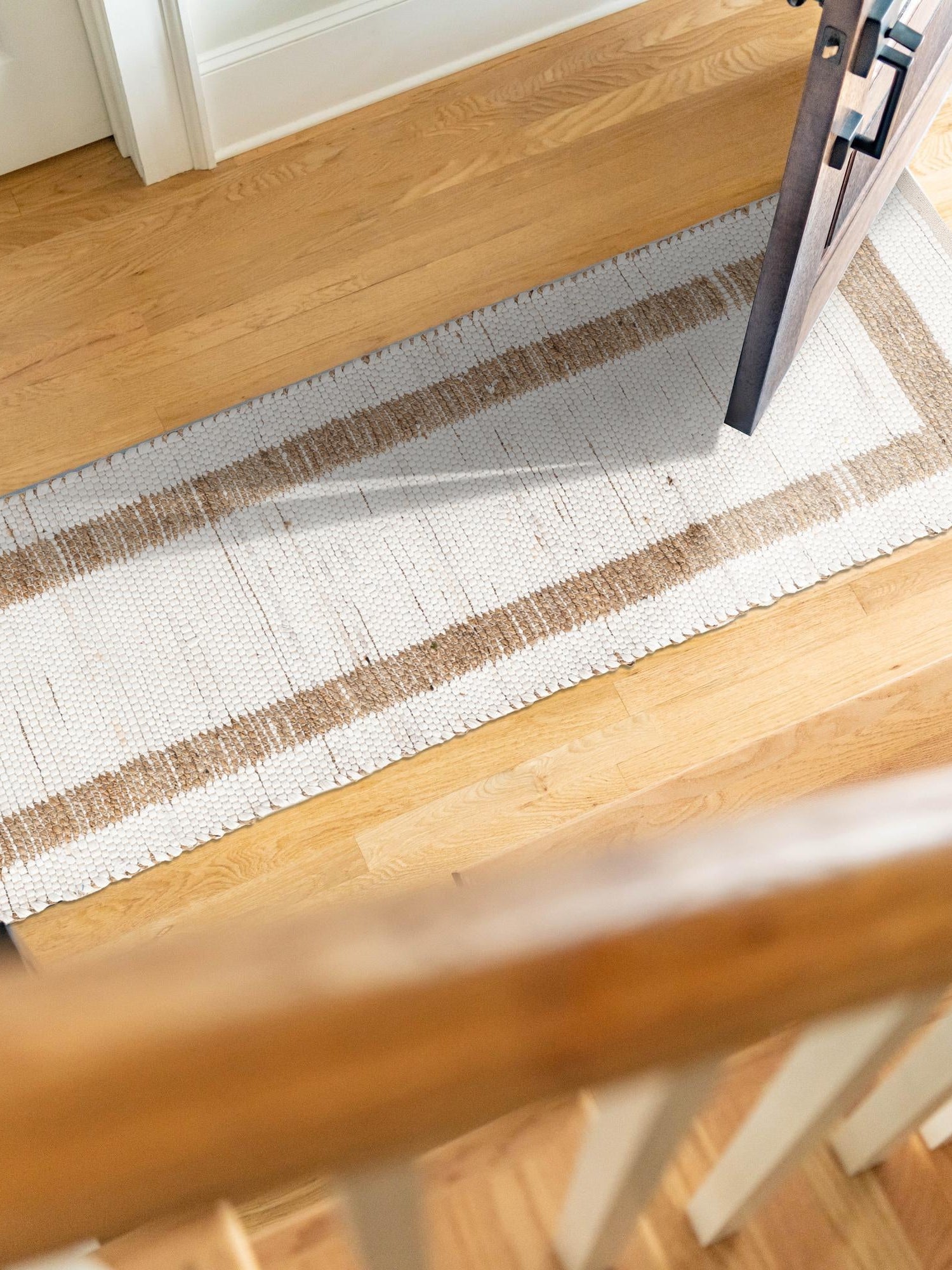 White and Natural 2' 7 x 10' Chindi Jute Runner Area Rug Interior Design Home Decor Carpet Mat for Sale at Rug Engine