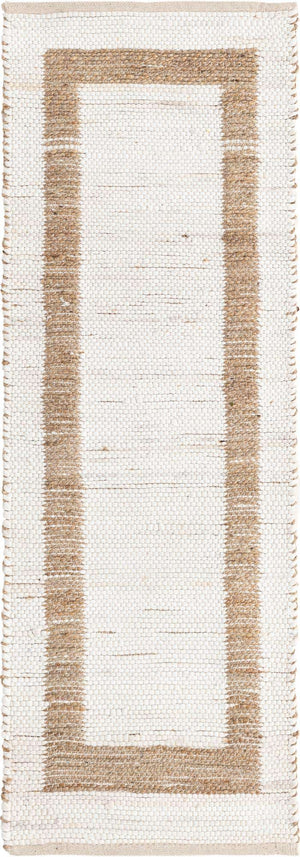 White and Natural 2' 2 x 6' 1 Chindi Jute Runner Rug