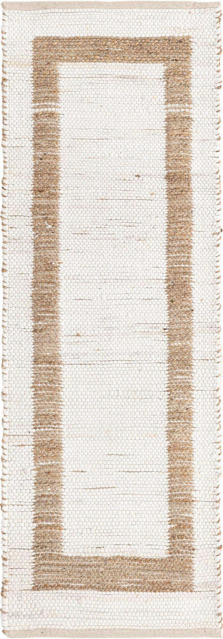 White and Natural 2' 2 x 6' 1 Chindi Jute Runner Rug
