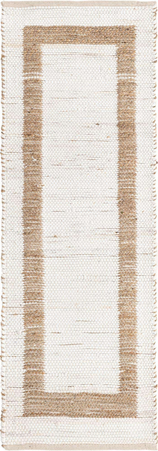 White and Natural 2' 2 x 6' 1 Chindi Jute Runner Rug