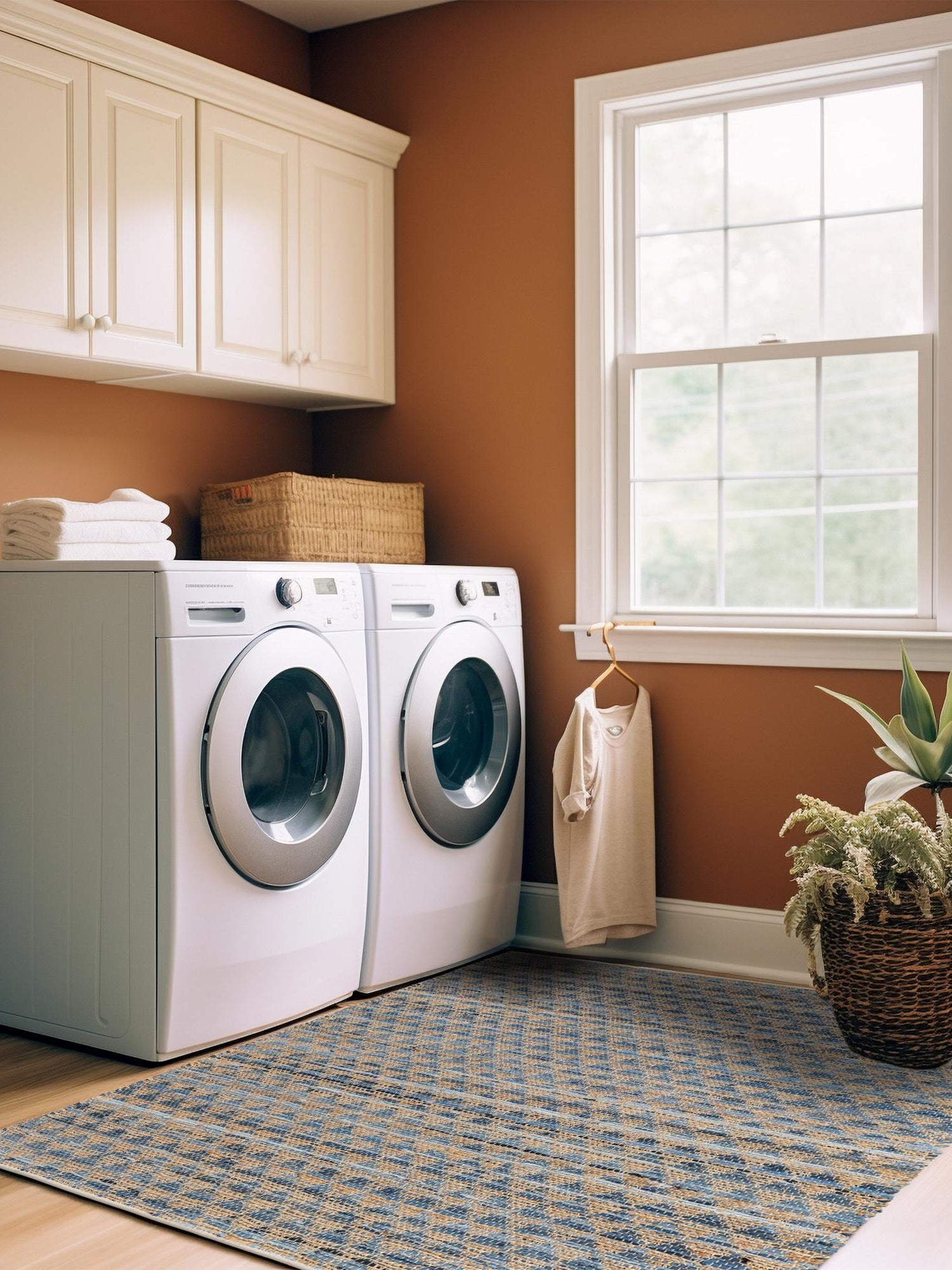 Navy Blue 7' 1 x 10' Chindi Jute Rectangle Area Rug Interior Design Home Decor Carpet Mat for Sale at Rug Engine