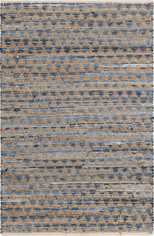 Navy Blue 4' 1 x 6' 1 Chindi Jute Rectangle Rug