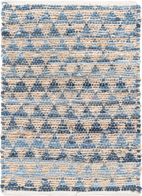 Navy Blue 2' x 3' 1 Chindi Jute Rectangle Rug