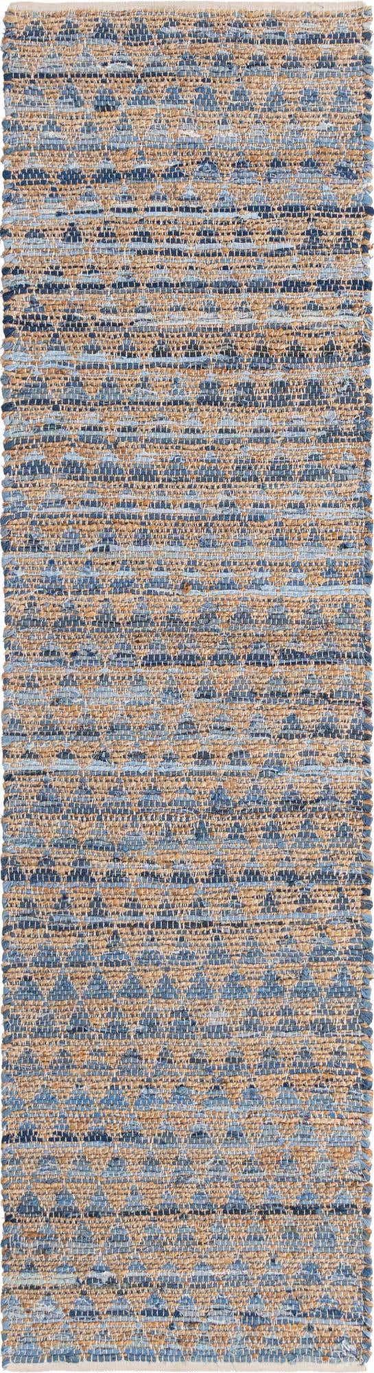 Navy Blue 3' x 10' Chindi Jute Runner Rug