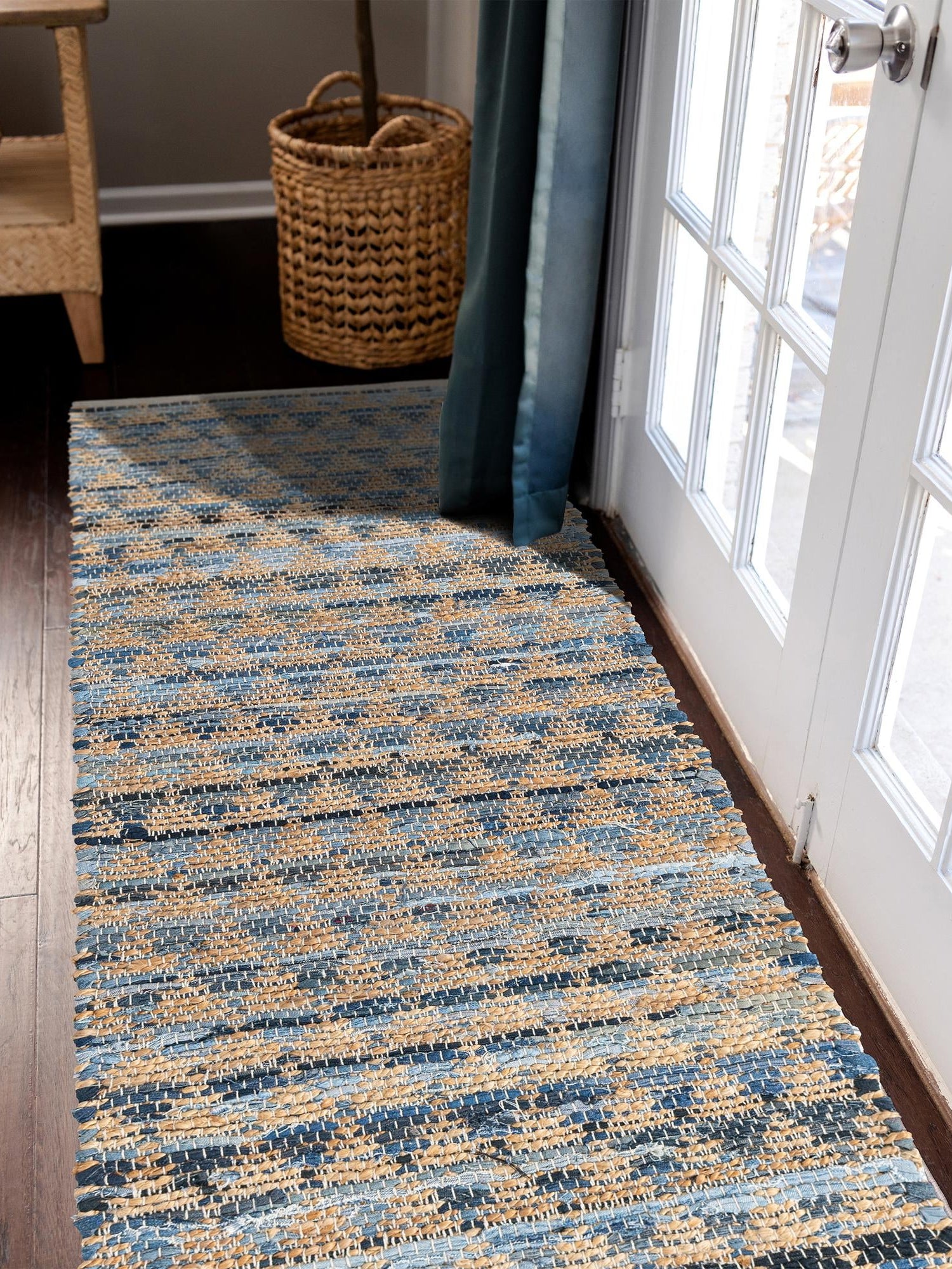 Navy Blue 2' 7 x 10' Chindi Jute Runner Area Rug Interior Design Home Decor Carpet Mat for Sale at Rug Engine