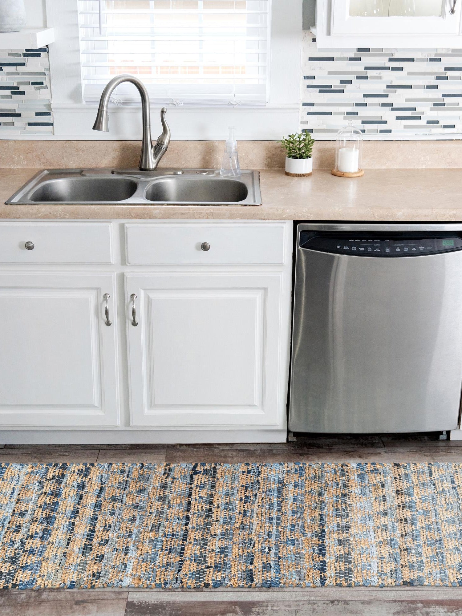 Navy Blue 2' 7 x 10' Chindi Jute Runner Area Rug Interior Design Home Decor Carpet Mat for Sale at Rug Engine