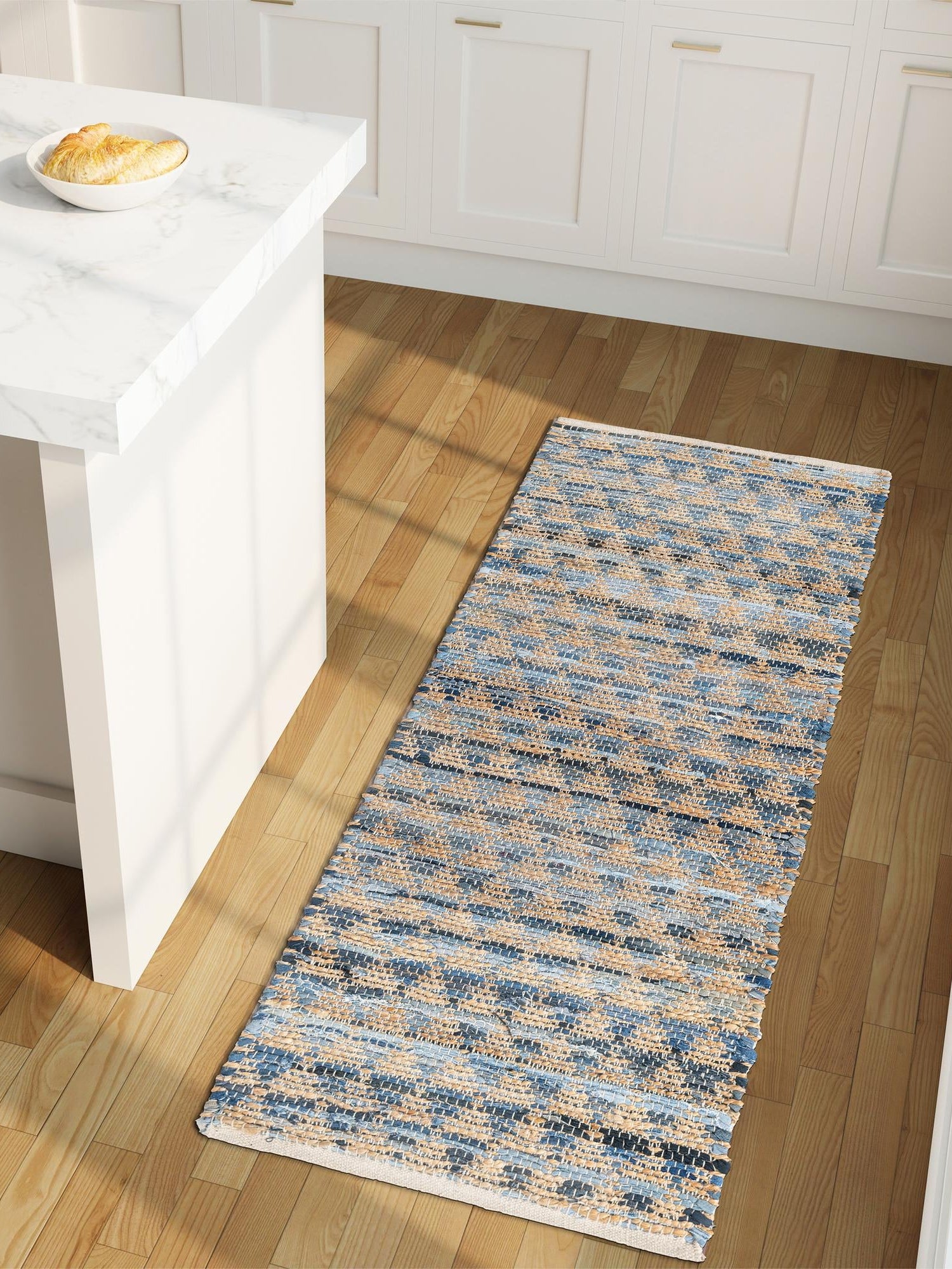 Navy Blue 2' 7 x 10' Chindi Jute Runner Area Rug Interior Design Home Decor Carpet Mat for Sale at Rug Engine