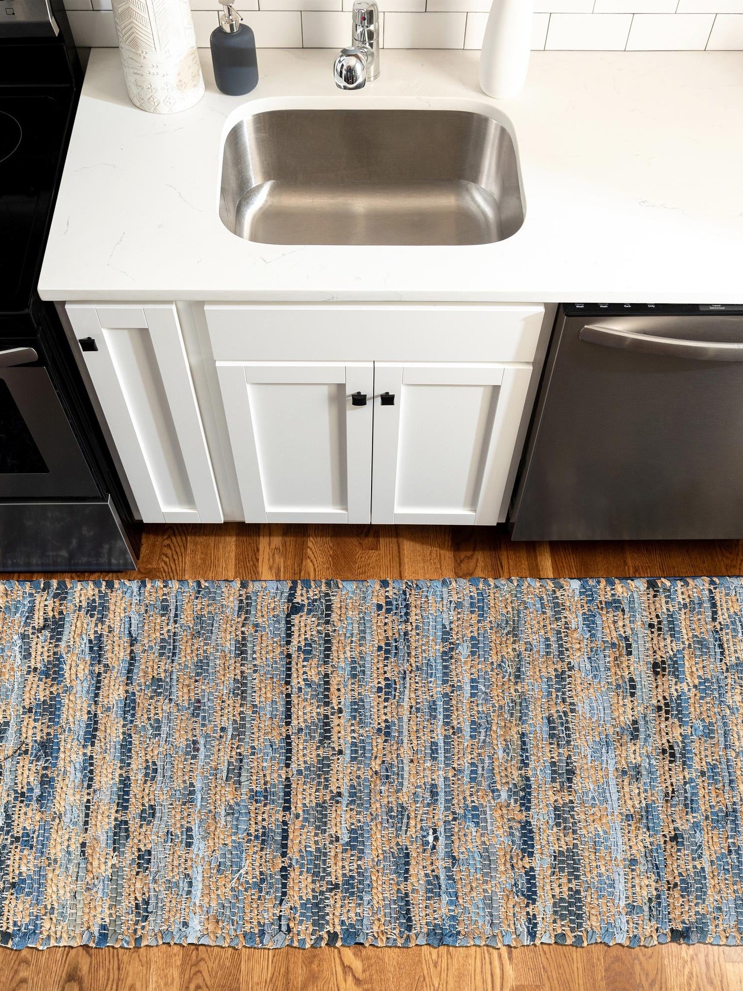 Navy Blue 2' 7 x 10' Chindi Jute Runner Area Rug Interior Design Home Decor Carpet Mat for Sale at Rug Engine