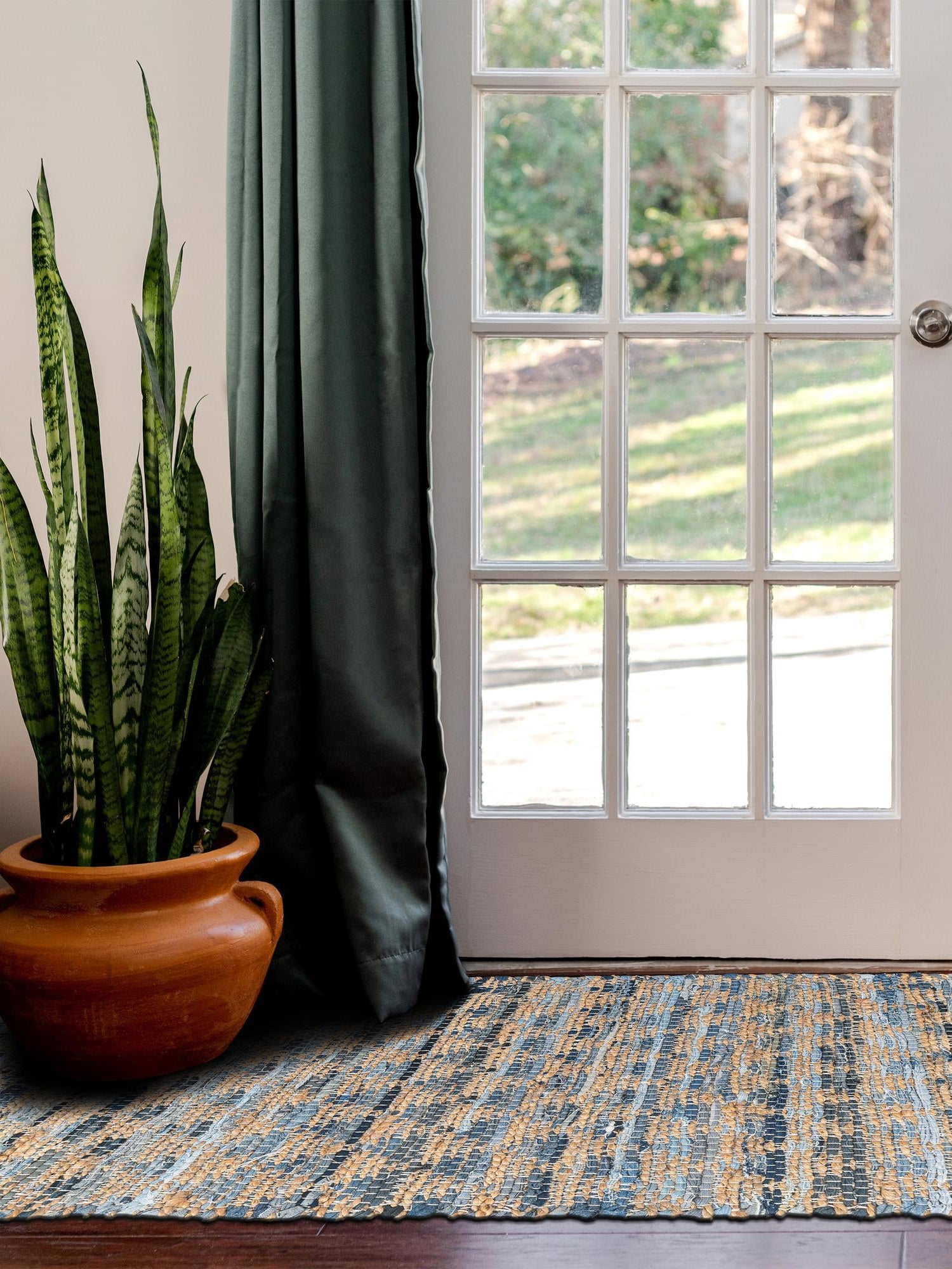 Navy Blue 2' 7 x 10' Chindi Jute Runner Area Rug Interior Design Home Decor Carpet Mat for Sale at Rug Engine