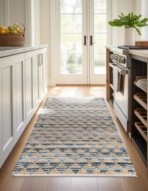 Navy Blue 3' x 10' Chindi Jute Runner Rug