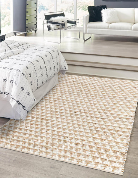 White 5' 1 x 8' Chindi Jute Rectangle Rug