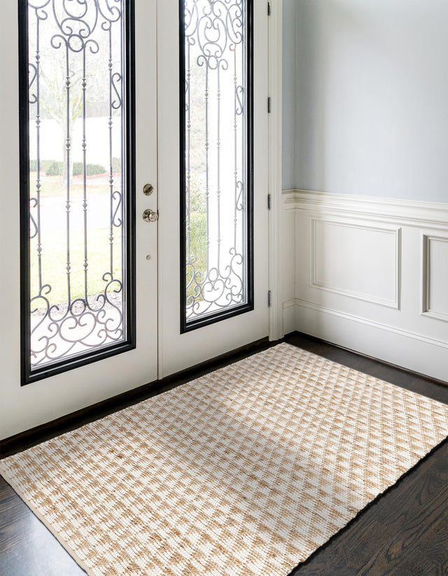 White 2' x 3' 1 Chindi Jute Rectangle Area Rug Interior Design Home Decor Carpet Mat for Sale at Rug Engine