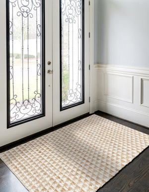 White 5' 1 x 8' Chindi Jute Rectangle Rug