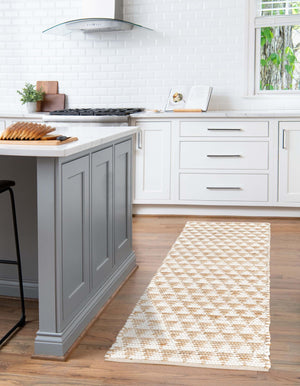 White 2' 2 x 6' 1 Chindi Jute Runner Rug