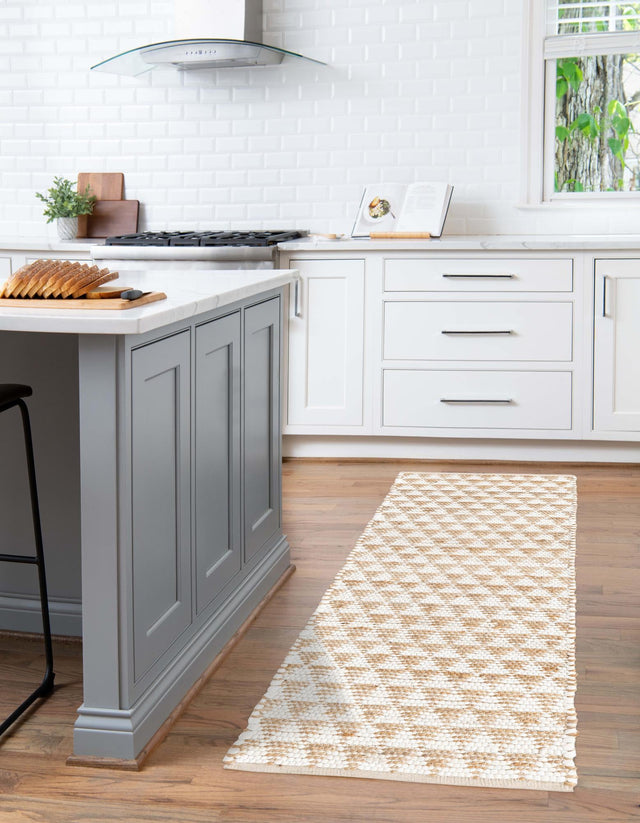 White 2' 2 x 6' 1 Chindi Jute Runner Rug