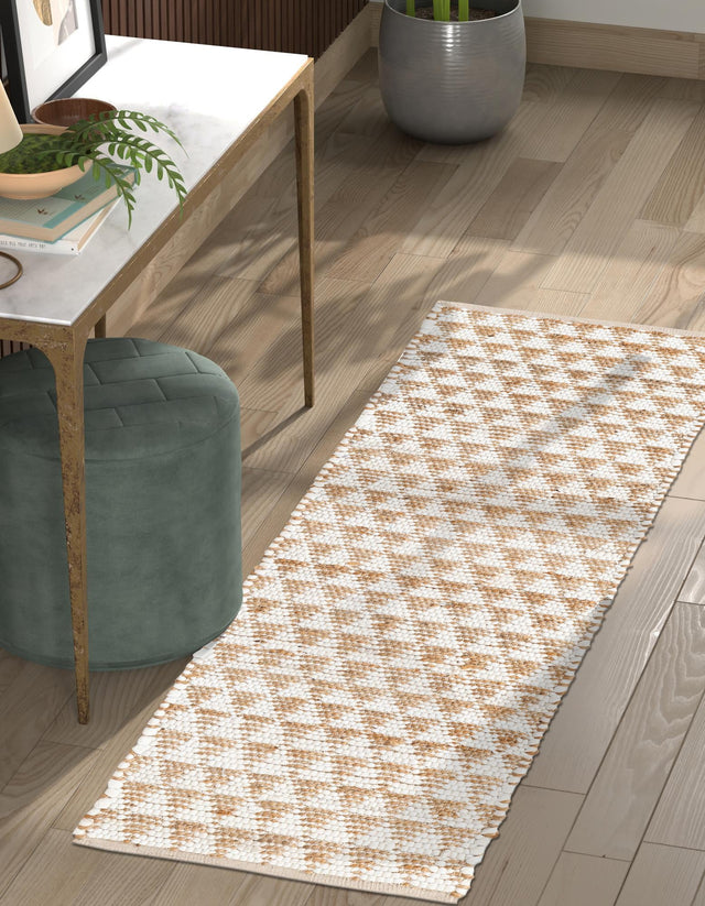 White 2' 2 x 6' 1 Chindi Jute Runner Rug