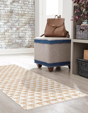 White 2' 2 x 6' 1 Chindi Jute Runner Rug