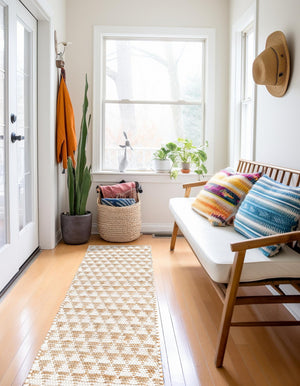 White 2' 2 x 6' 1 Chindi Jute Runner Rug