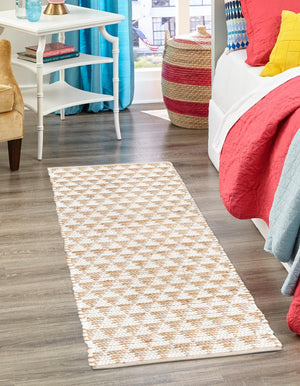 White 2' 2 x 6' 1 Chindi Jute Runner Rug