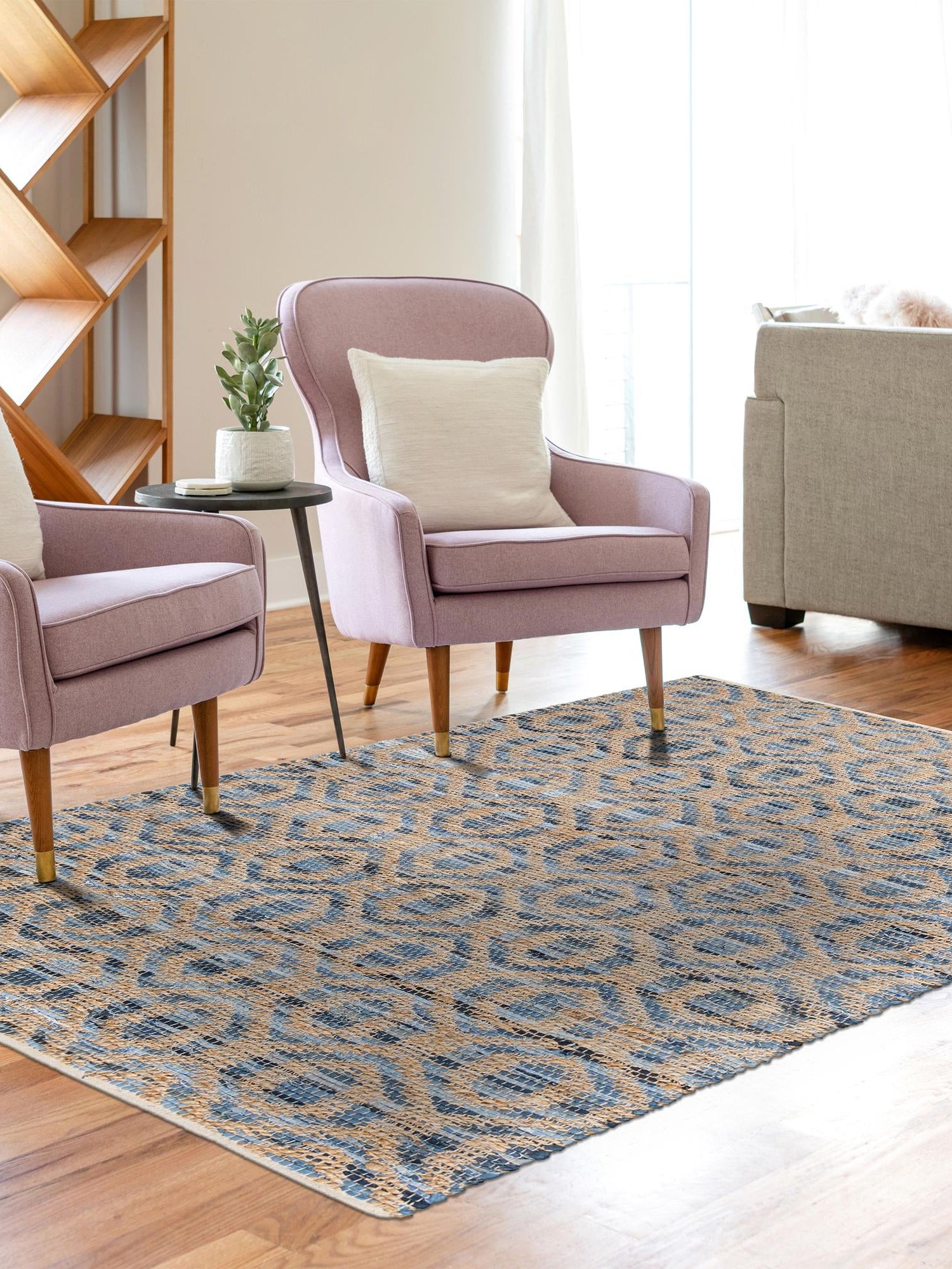 Navy Blue 9' x 12' Chindi Jute Rectangle Area Rug Interior Design Home Decor Carpet Mat for Sale at Rug Engine