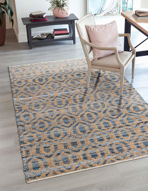 Navy Blue 2' x 3' 1 Chindi Jute Rectangle Rug