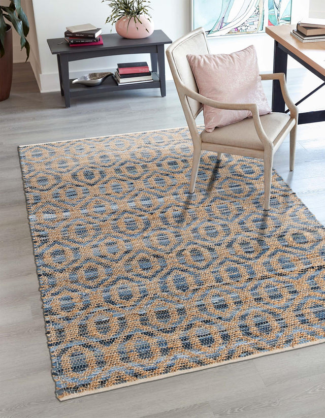 Navy Blue 2' x 3' 1 Chindi Jute Rectangle Rug