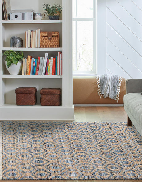 Navy Blue 9' x 12' Chindi Jute Rectangle Area Rug Interior Design Home Decor Carpet Mat for Sale at Rug Engine