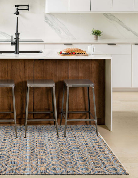 Navy Blue 7' 1 x 10' Chindi Jute Rectangle Area Rug Interior Design Home Decor Carpet Mat for Sale at Rug Engine