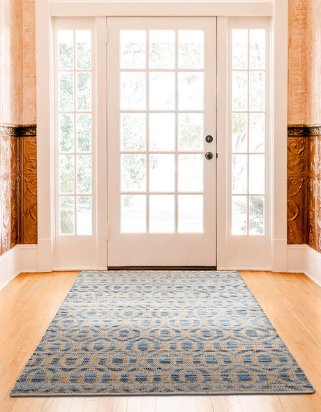 Navy Blue 4' 1 x 6' 1 Chindi Jute Rectangle Area Rug Interior Design Home Decor Carpet Mat for Sale at Rug Engine