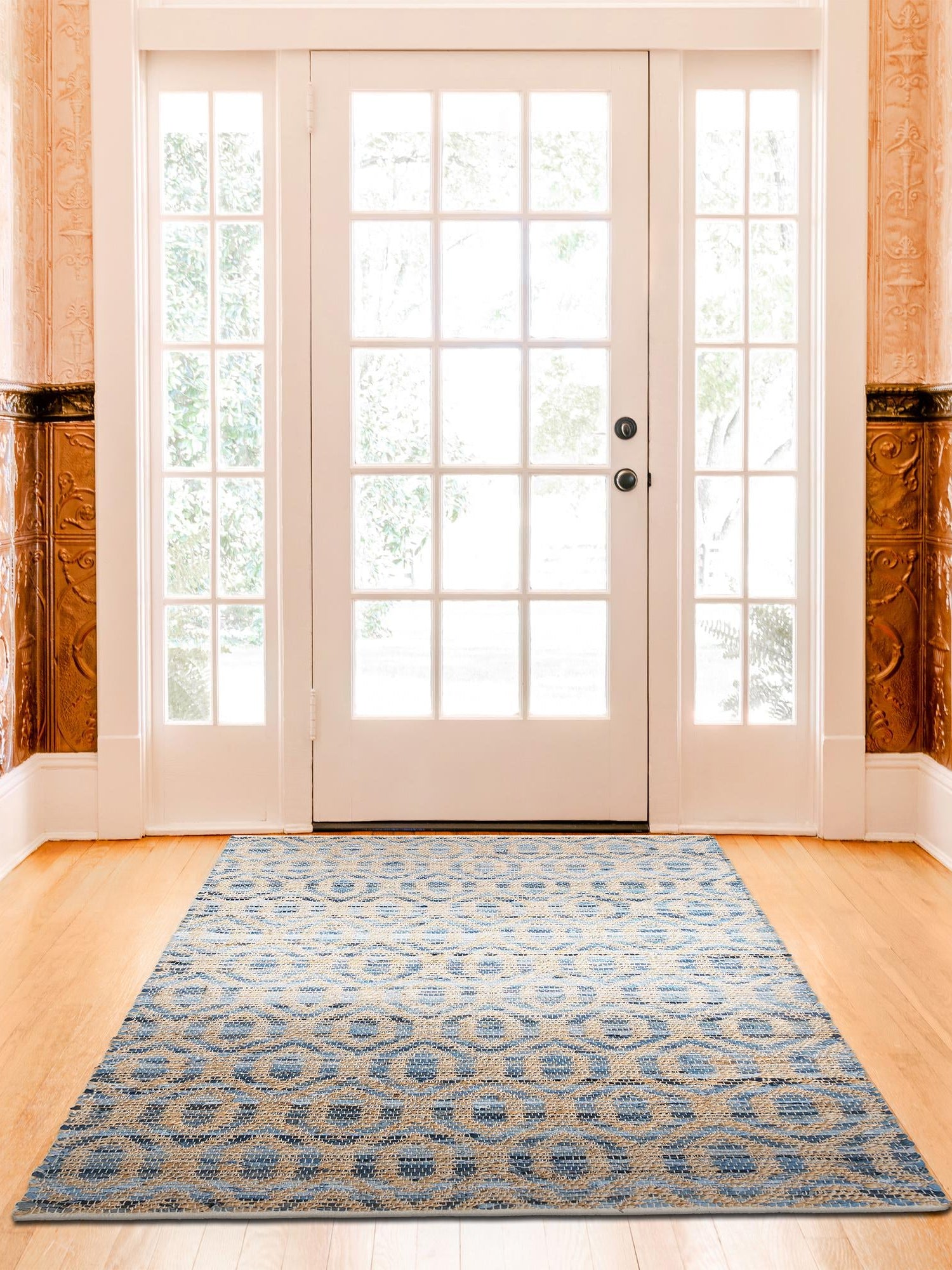 Navy Blue 9' x 12' Chindi Jute Rectangle Area Rug Interior Design Home Decor Carpet Mat for Sale at Rug Engine