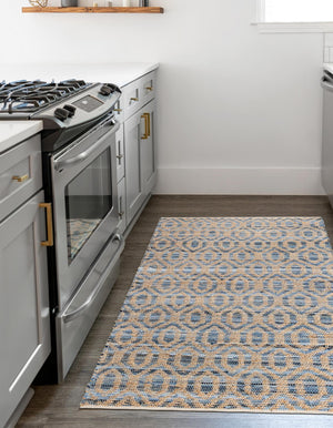Navy Blue 2' x 3' 1 Chindi Jute Rectangle Rug