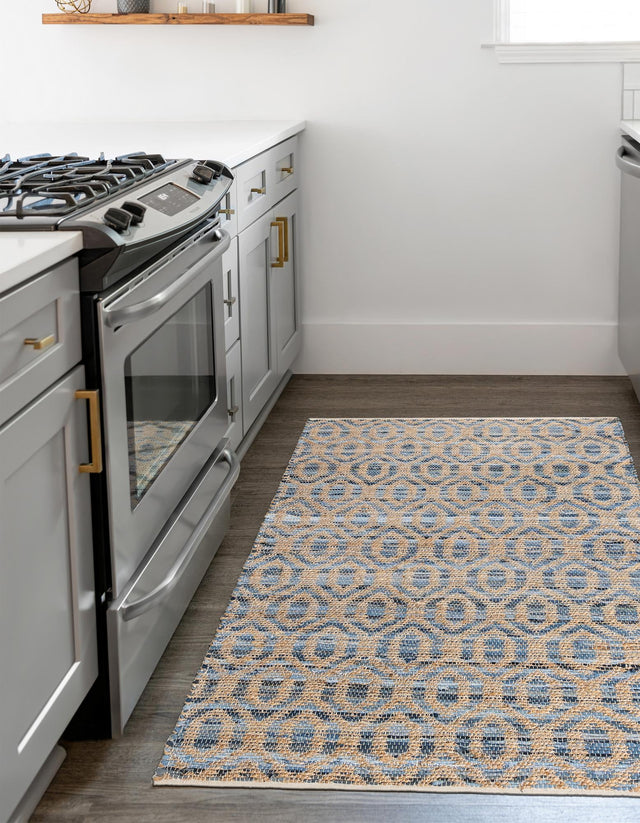 Navy Blue 2' x 3' 1 Chindi Jute Rectangle Rug