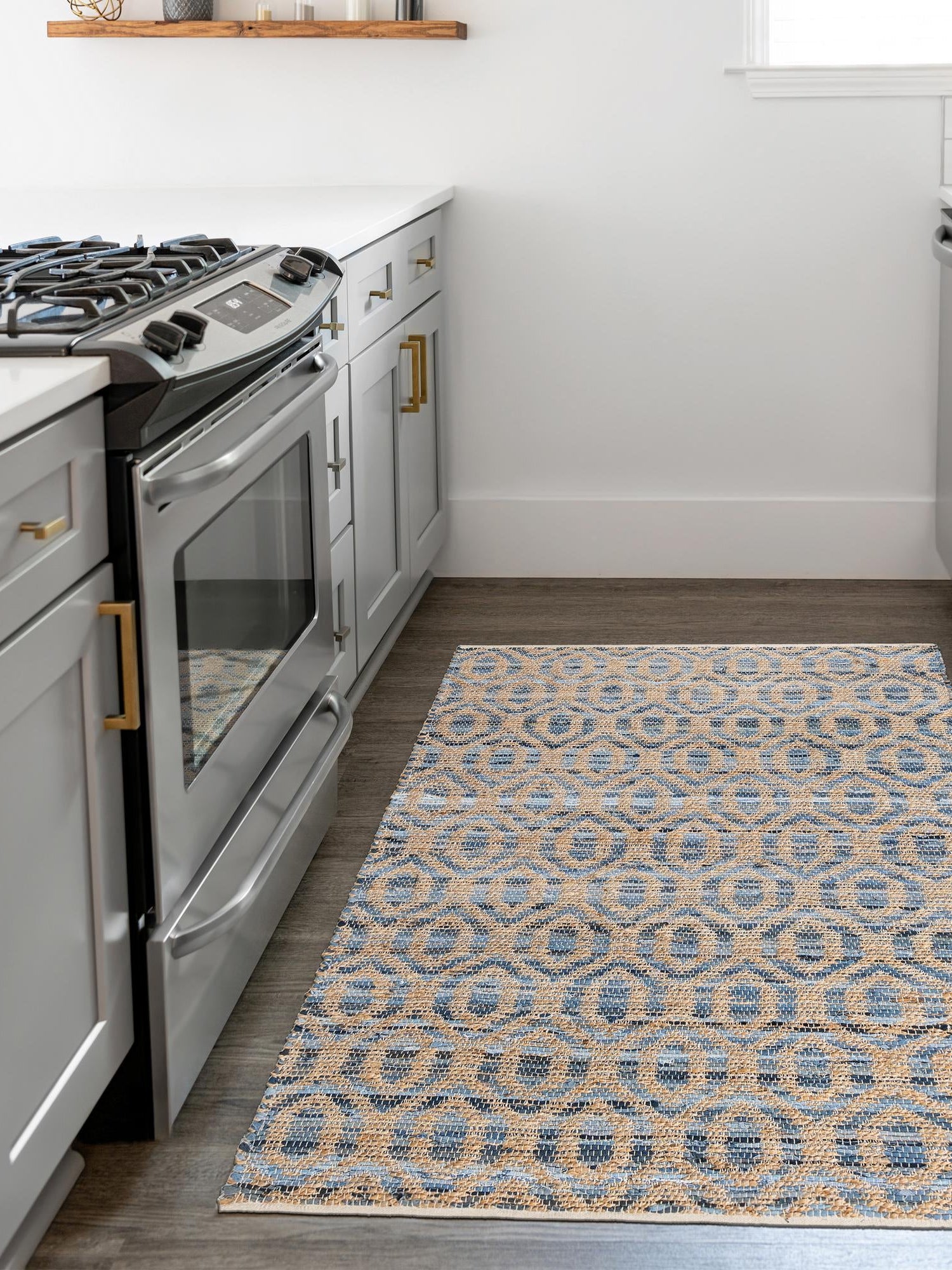 Navy Blue 4' 1 x 6' 1 Chindi Jute Rectangle Area Rug Interior Design Home Decor Carpet Mat for Sale at Rug Engine