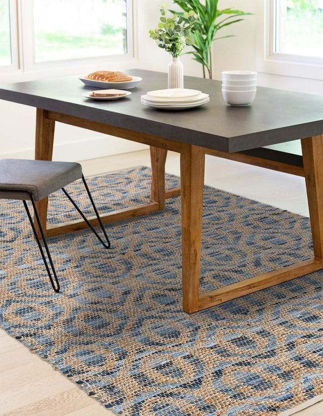 Navy Blue 2' x 3' 1 Chindi Jute Rectangle Rug