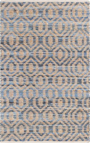 Navy Blue 4' 1 x 6' 1 Chindi Jute Rectangle Rug