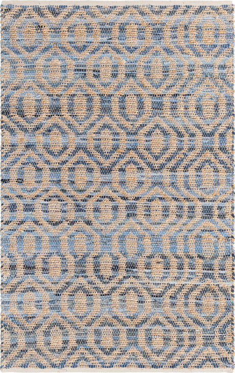 Navy Blue 4' 1 x 6' 1 Chindi Jute Rectangle Rug
