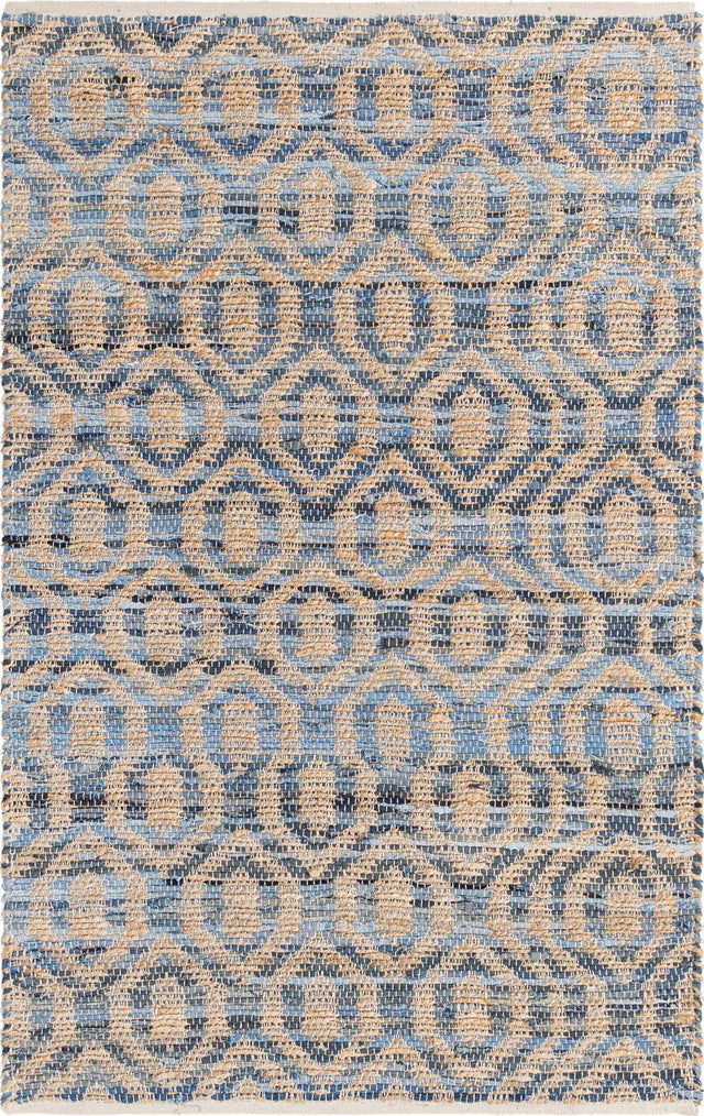 Navy Blue 4' 1 x 6' 1 Chindi Jute Rectangle Rug