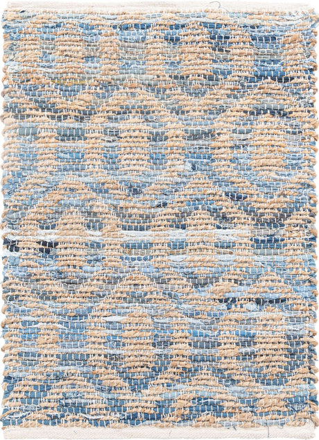 Navy Blue 2' x 3' 1 Chindi Jute Rectangle Rug