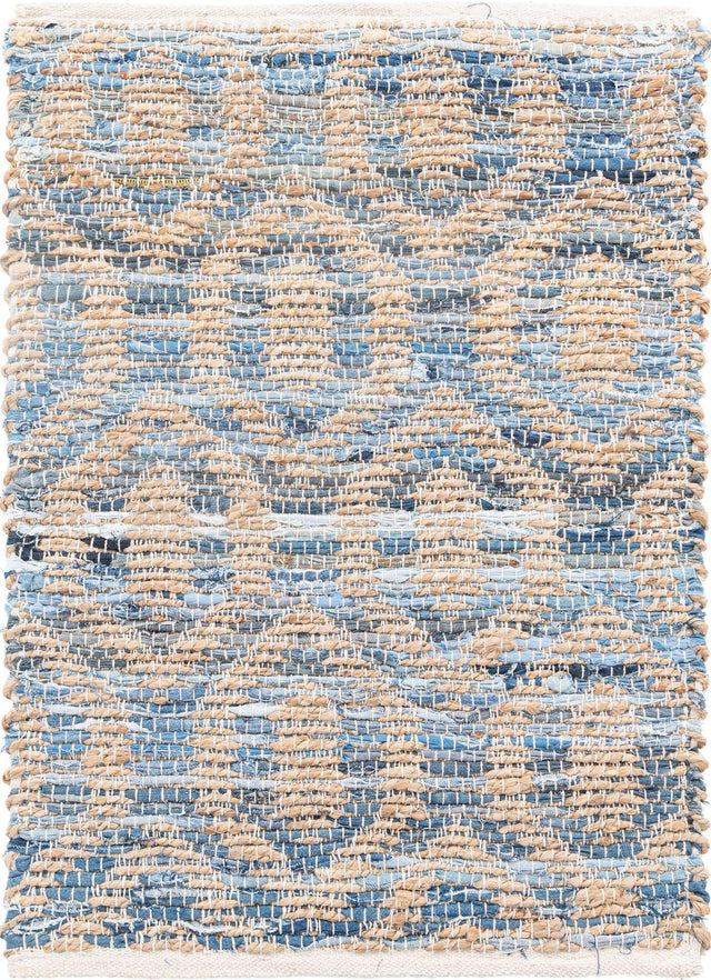Navy Blue 2' x 3' 1 Chindi Jute Rectangle Rug