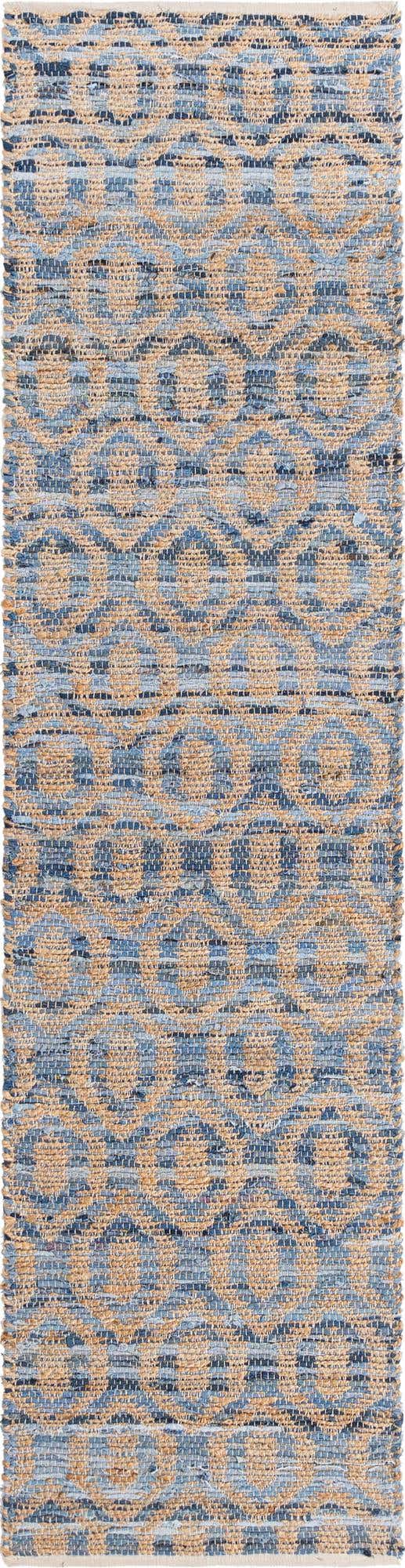 Navy Blue 3' x 10' Chindi Jute Runner Rug