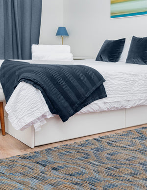 Navy Blue 3' x 10' Chindi Jute Runner Rug