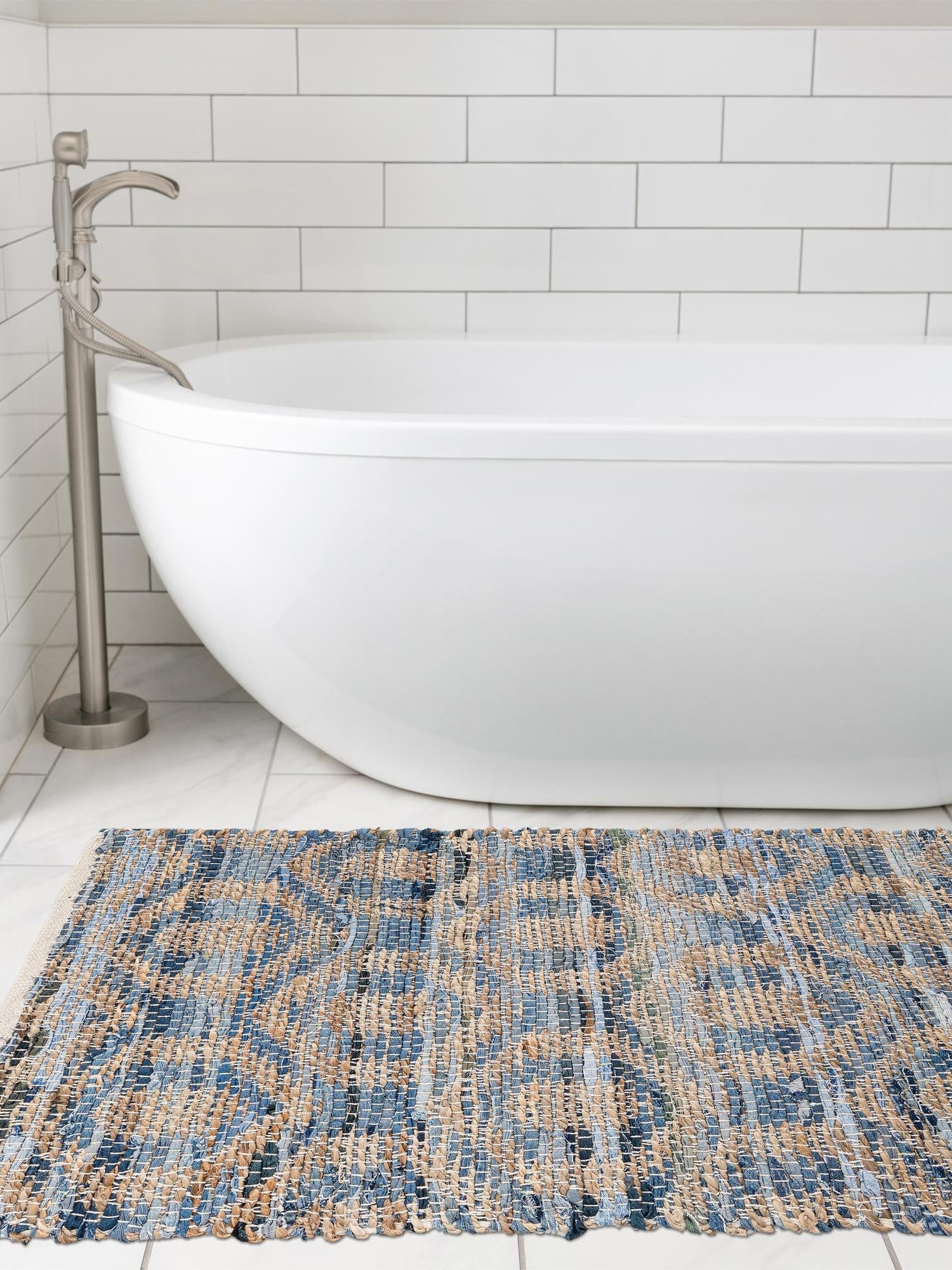 Navy Blue 2' 7 x 10' Chindi Jute Runner Area Rug Interior Design Home Decor Carpet Mat for Sale at Rug Engine