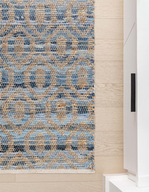 Navy Blue 3' x 10' Chindi Jute Runner Rug