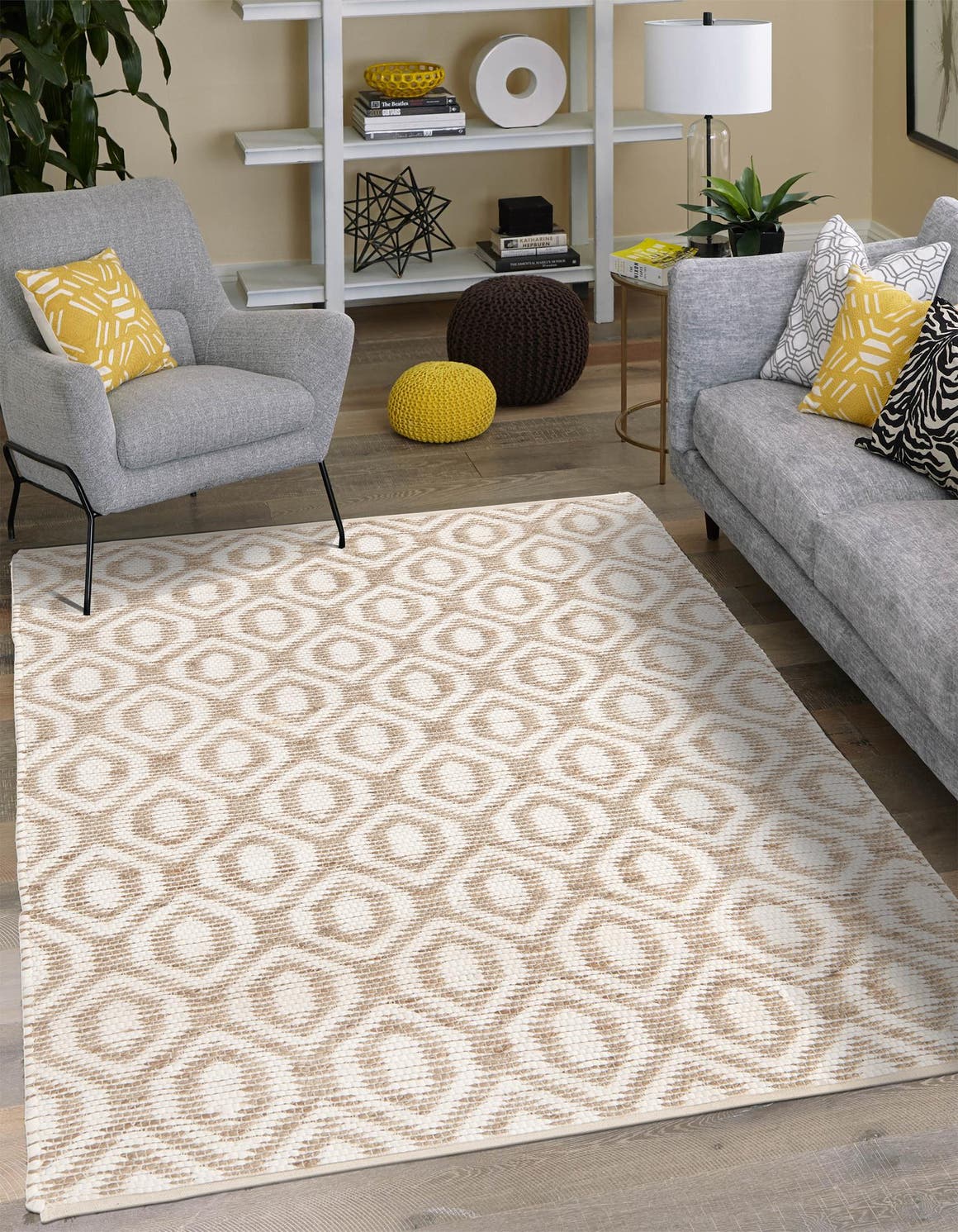 White 2' x 3' 1 Chindi Jute Rectangle Area Rug Interior Design Home Decor Carpet Mat for Sale at Rug Engine