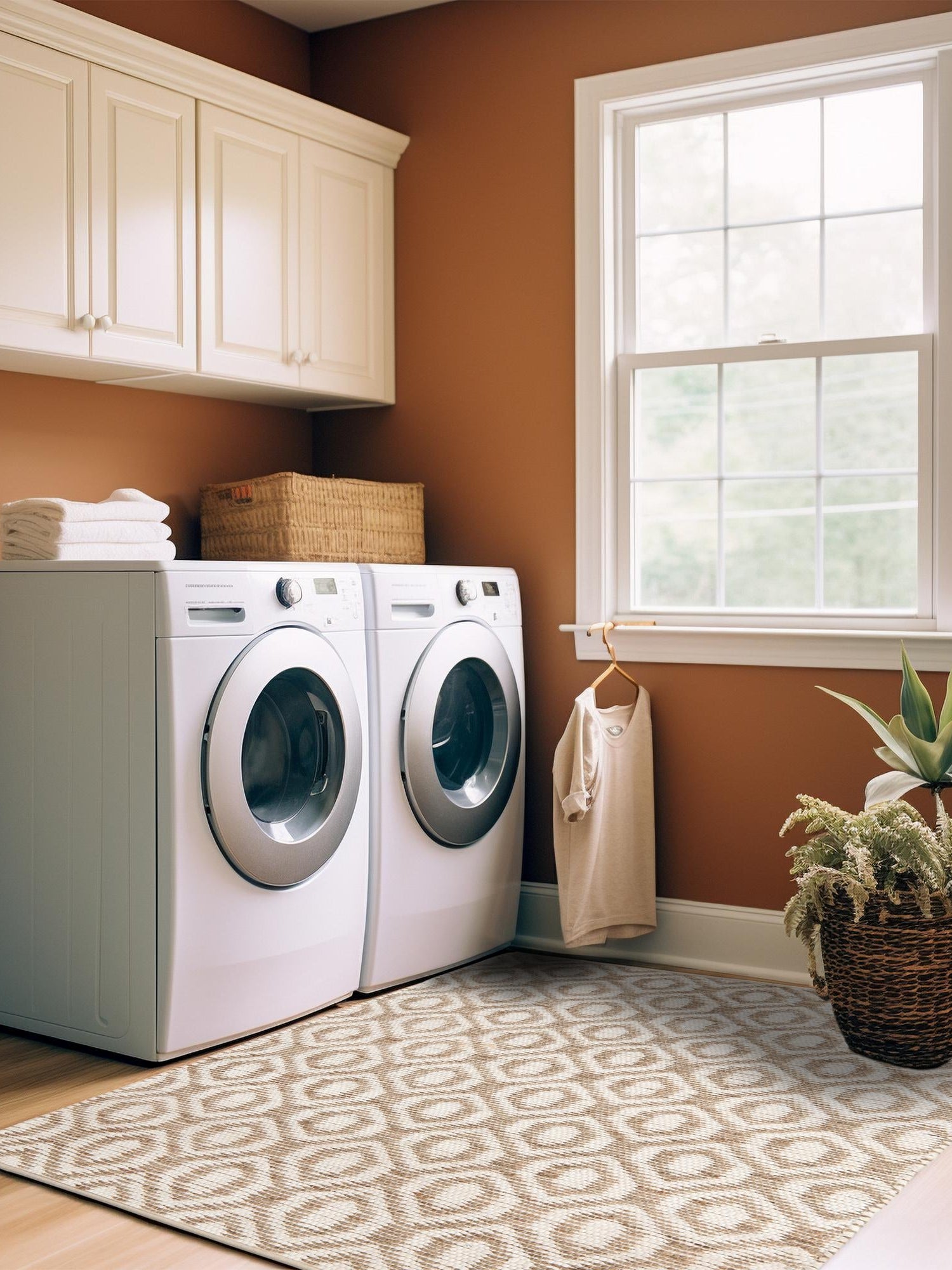 White 4' 1 x 6' 1 Chindi Jute Rectangle Area Rug Interior Design Home Decor Carpet Mat for Sale at Rug Engine