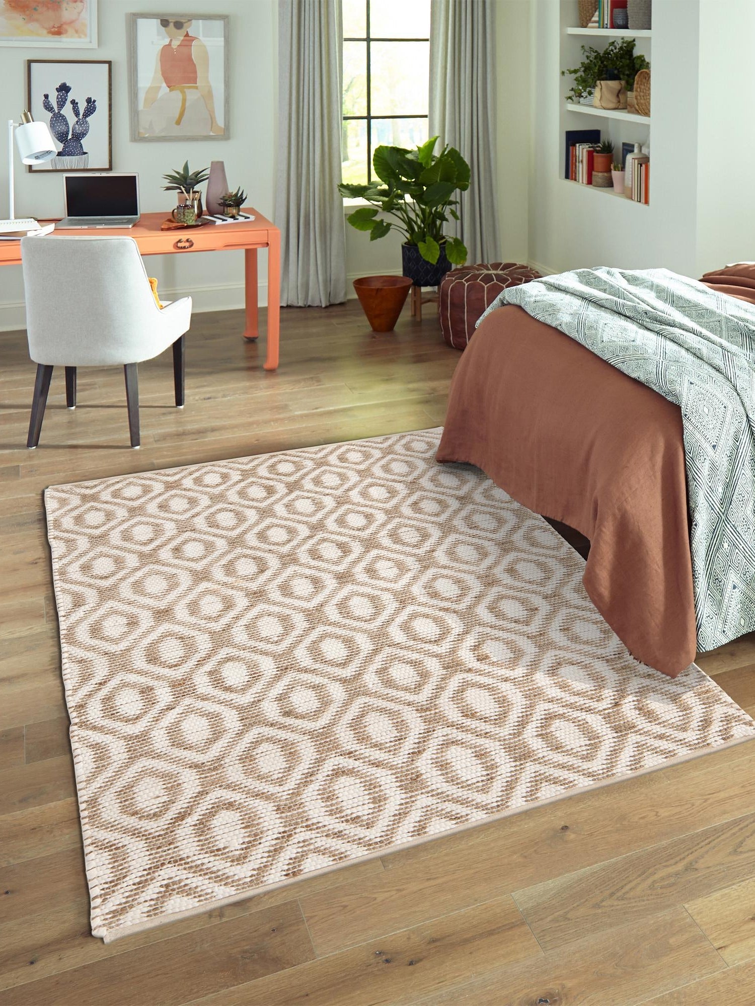 White 5' 1 x 8' Chindi Jute Rectangle Area Rug Interior Design Home Decor Carpet Mat for Sale at Rug Engine