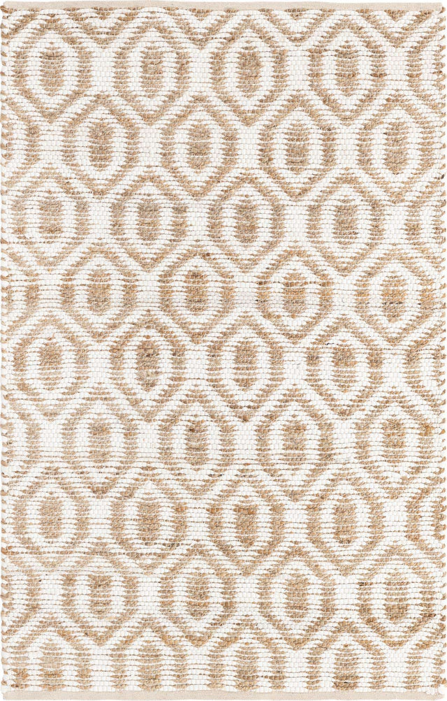 White 4' 1 x 6' 1 Chindi Jute Rectangle Rug