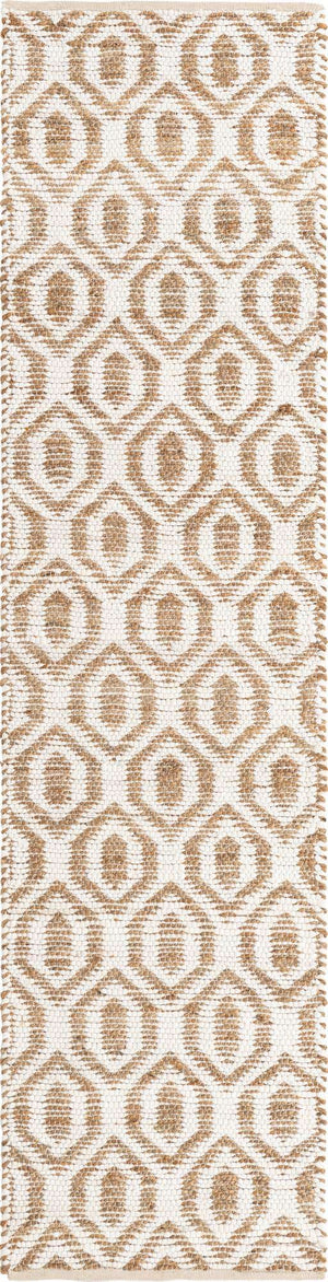 White 3' x 10' Chindi Jute Runner Rug