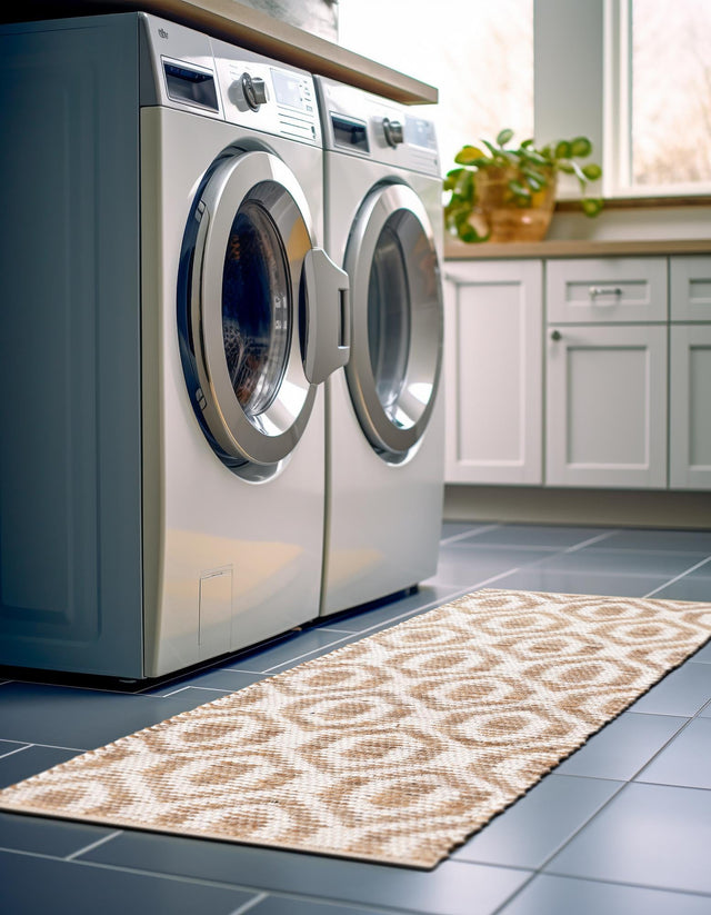 White 2' 2 x 6' 1 Chindi Jute Runner Rug